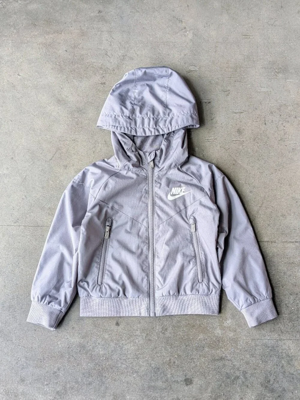 Nike Kids Gray Hooded Full Zip Windbreaker Jacket size 2T